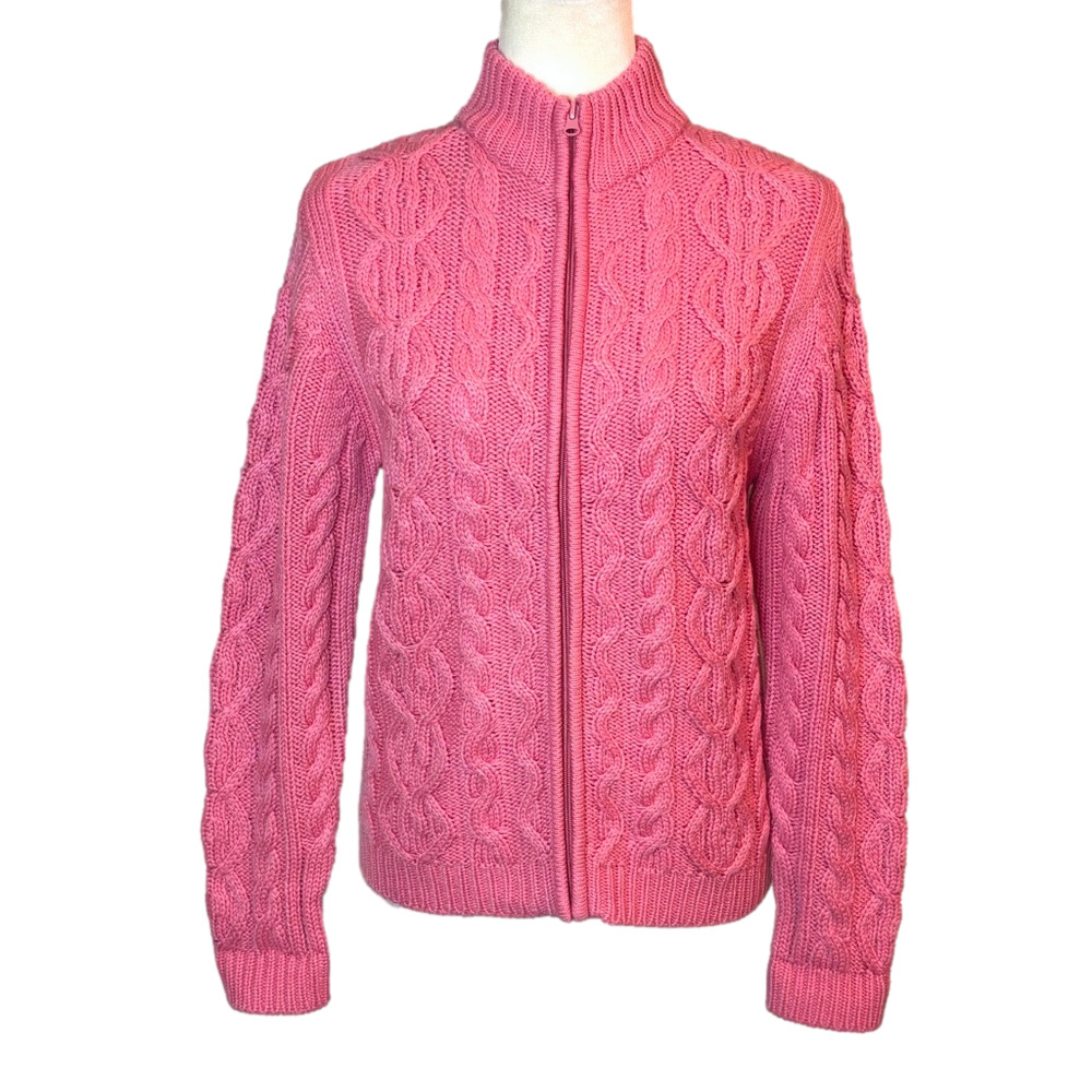 Chouette pink cable-knit cardigan